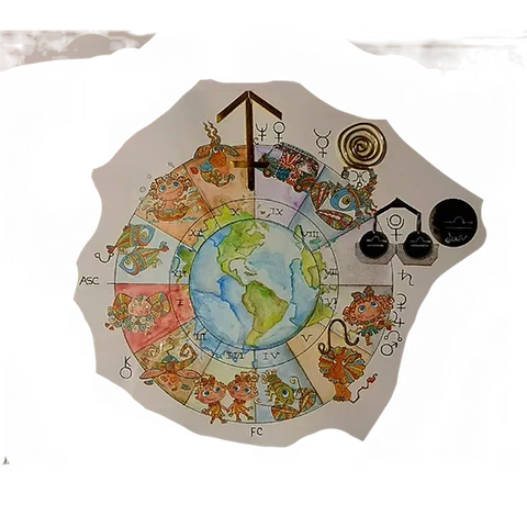 Mandala em aguarela 6, criada a partir de um mapa natal